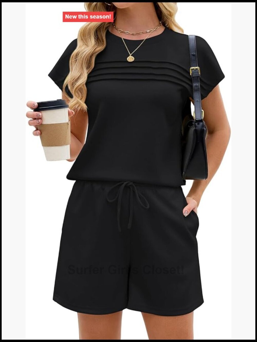 2 Piece Shorts Lounge Set with Pleated Front and Pockets